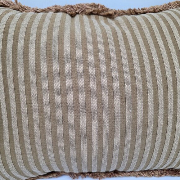 Vintage Aubusson style Tapestry Floral Rectangular Throw Pillow with Gold Fringe - Picture 7 of 11